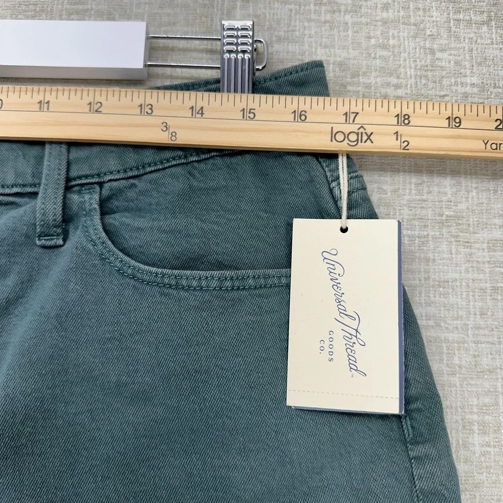 Universal Thread Shorts Womens 12 Teal Vintage Bermuda 7 Inseam‎ Raw Hem Stretch